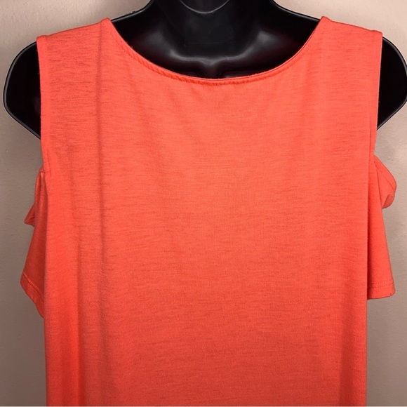 0x Terra And Sky Coral Orange Cold Shoulder Top Short Sleeve Stretch Lightweight - Picture 9 of 11